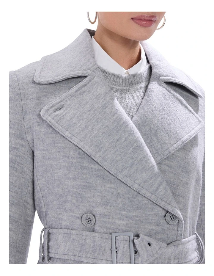 Isabella Felted Wool Coat in Grey Melange image 3