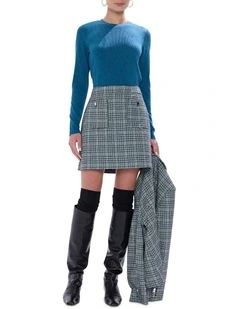 Tweed Ur Luv Mini Skirt in Green Multi