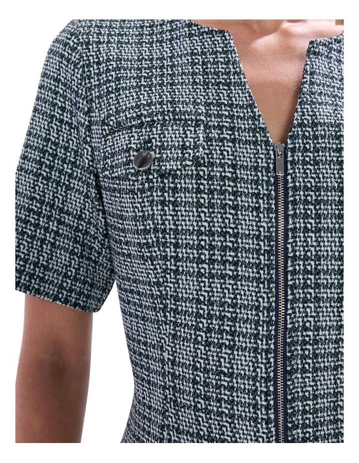 Tweed Ur Luv Mini Dress in Green Multi image 3