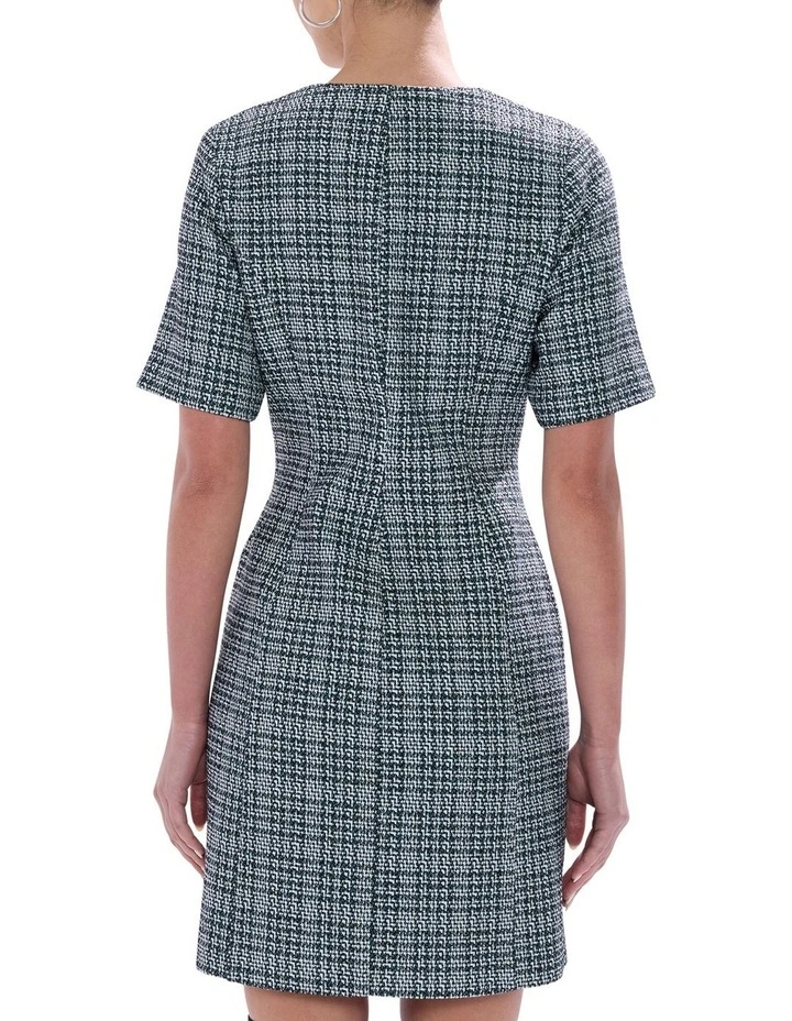 Tweed Ur Luv Mini Dress in Green Multi image 4