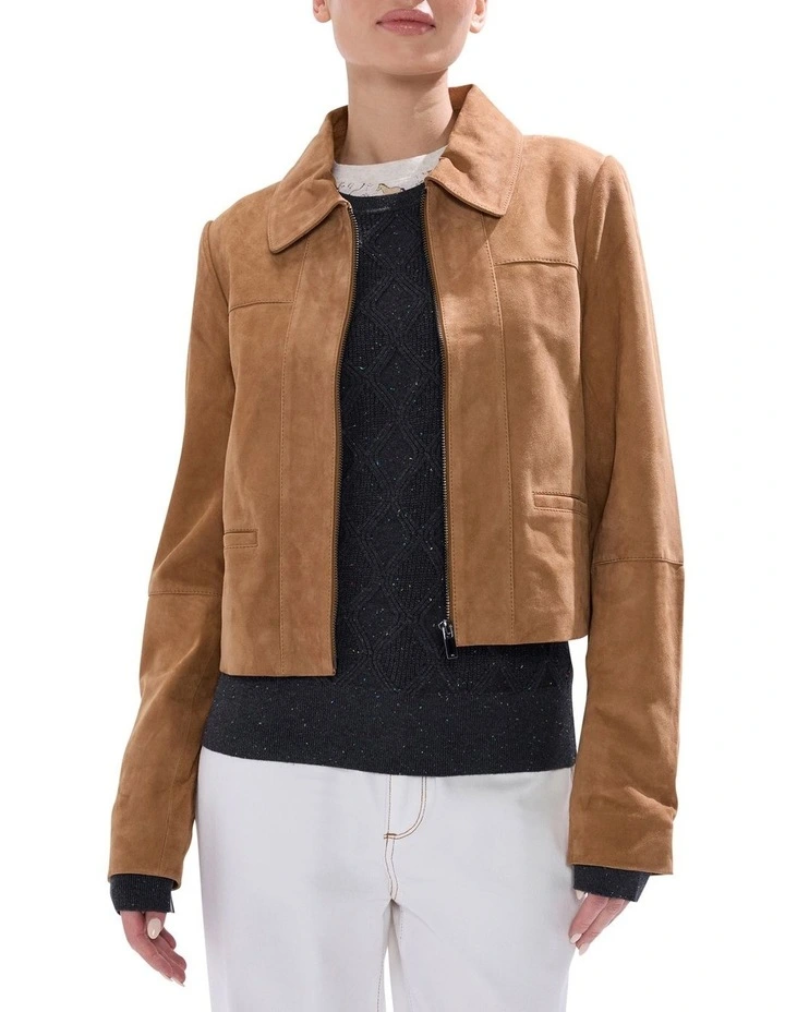 Toni Leather Suede Jacket in Rustic Brown image 1
