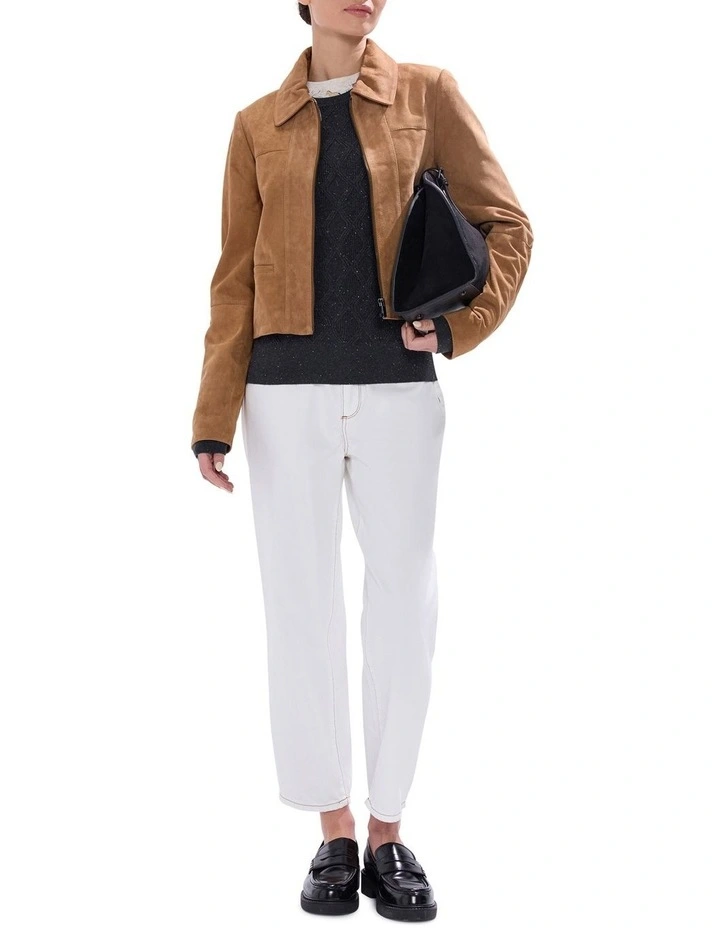 Toni Leather Suede Jacket in Rustic Brown image 2