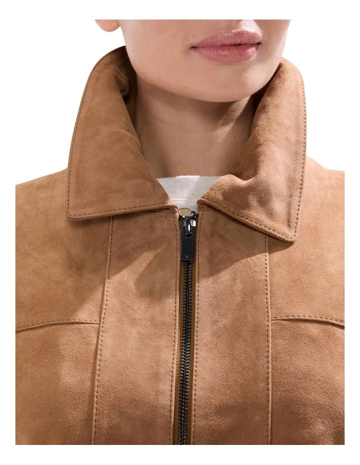 Toni Leather Suede Jacket in Rustic Brown image 3