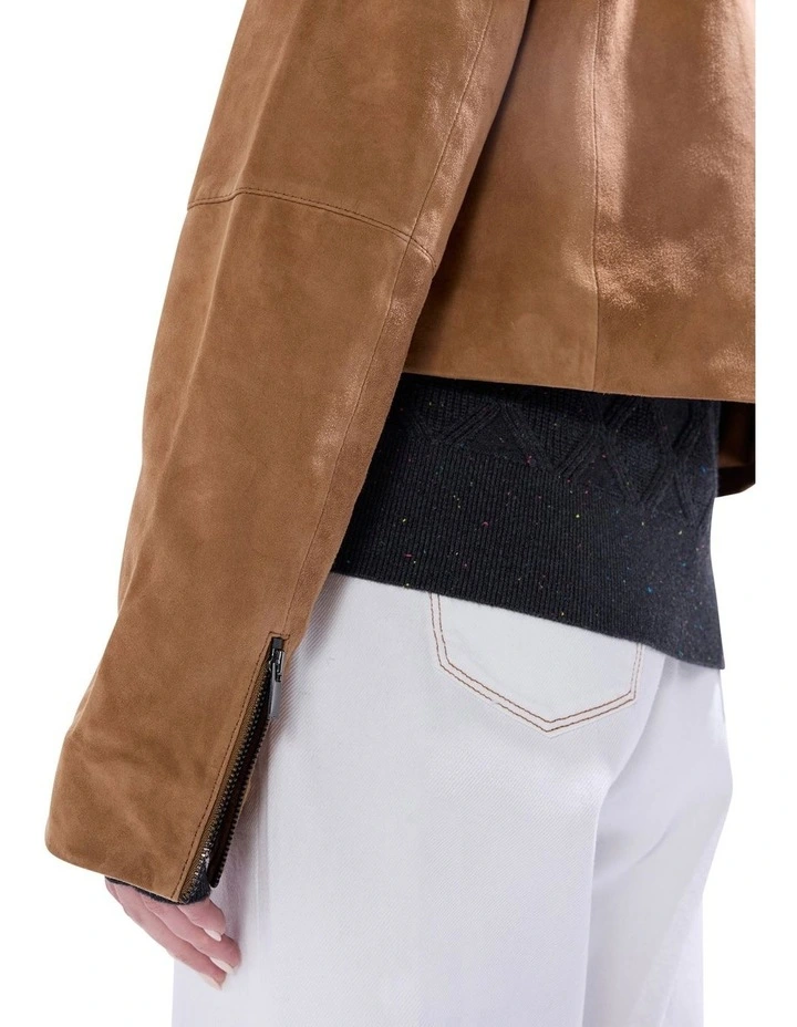 Toni Leather Suede Jacket in Rustic Brown image 4