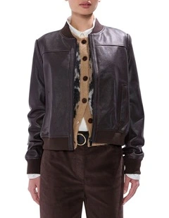 Collette Leather Bomber in Espresso