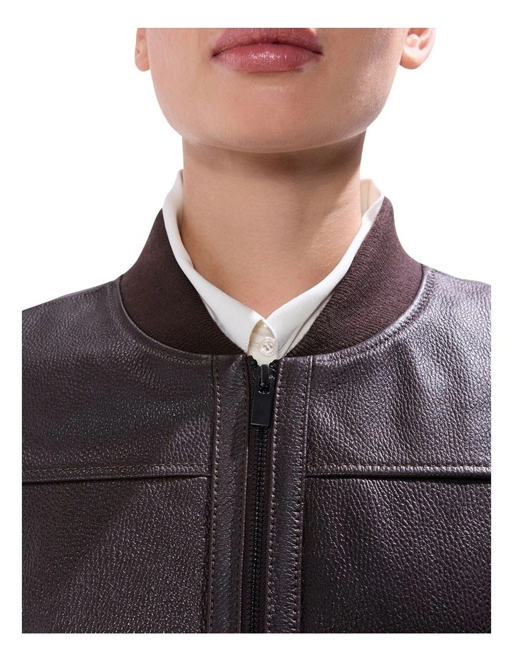 Collette Leather Bomber in Espresso image 3