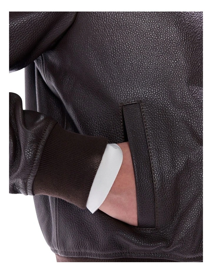 Collette Leather Bomber in Espresso image 4