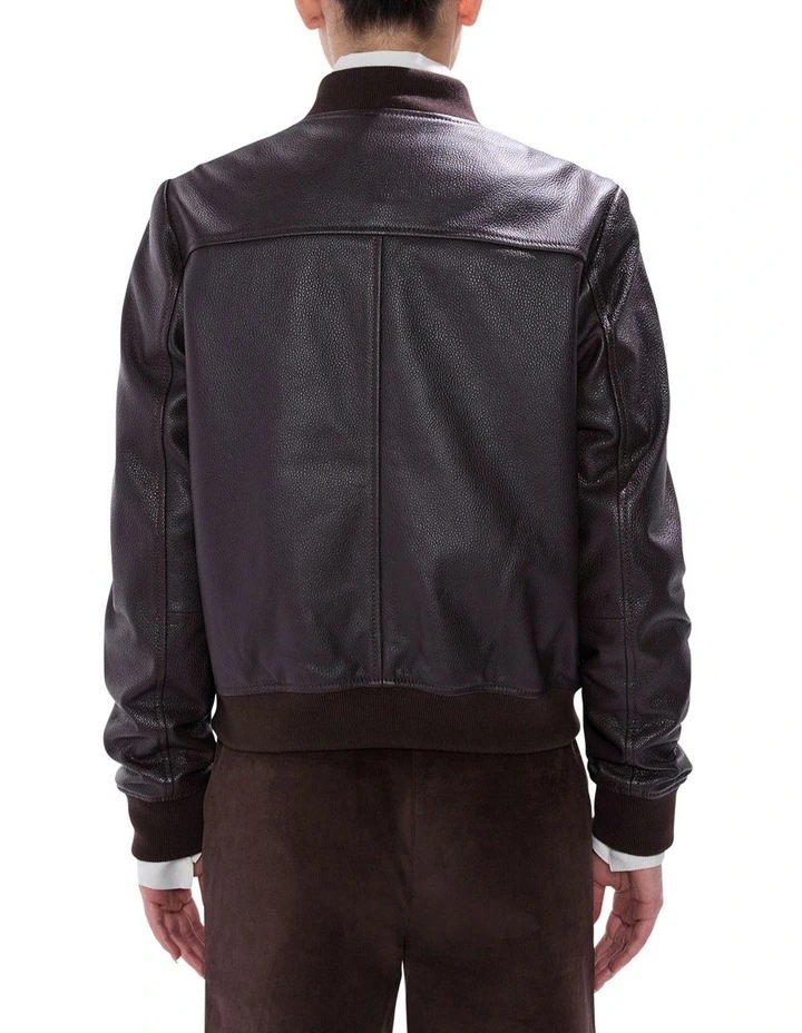Collette Leather Bomber in Espresso image 5