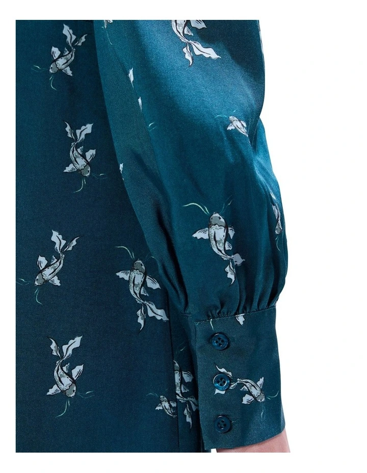 About A Koi Mini Dress in Teal Multi image 2