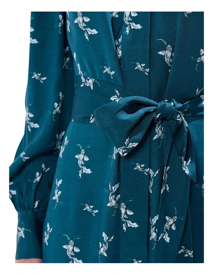 About A Koi Mini Dress in Teal Multi image 3