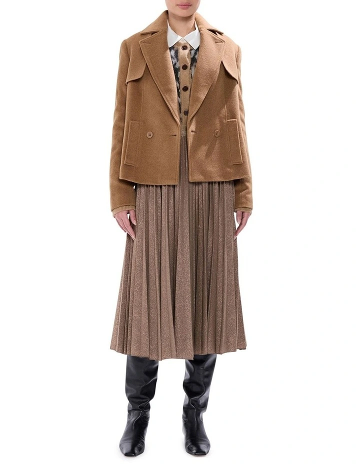 Skyler Cropped Trench Coat in Camel image 3