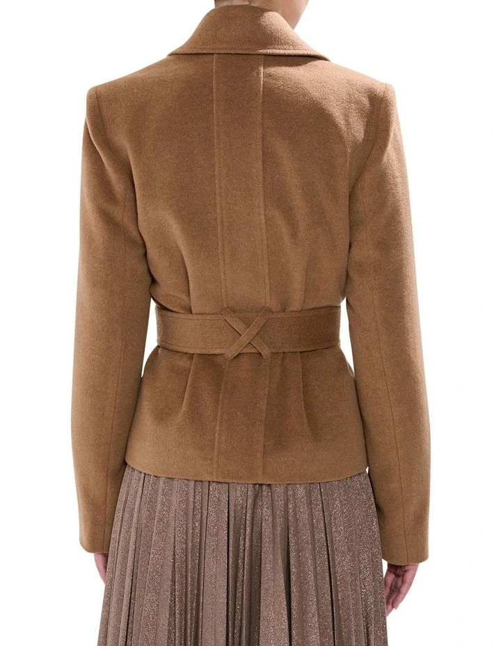 Skyler Cropped Trench Coat in Camel image 6