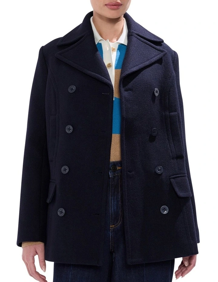 Brumbry Double Breasted Coat in Moonlit Navy image 1