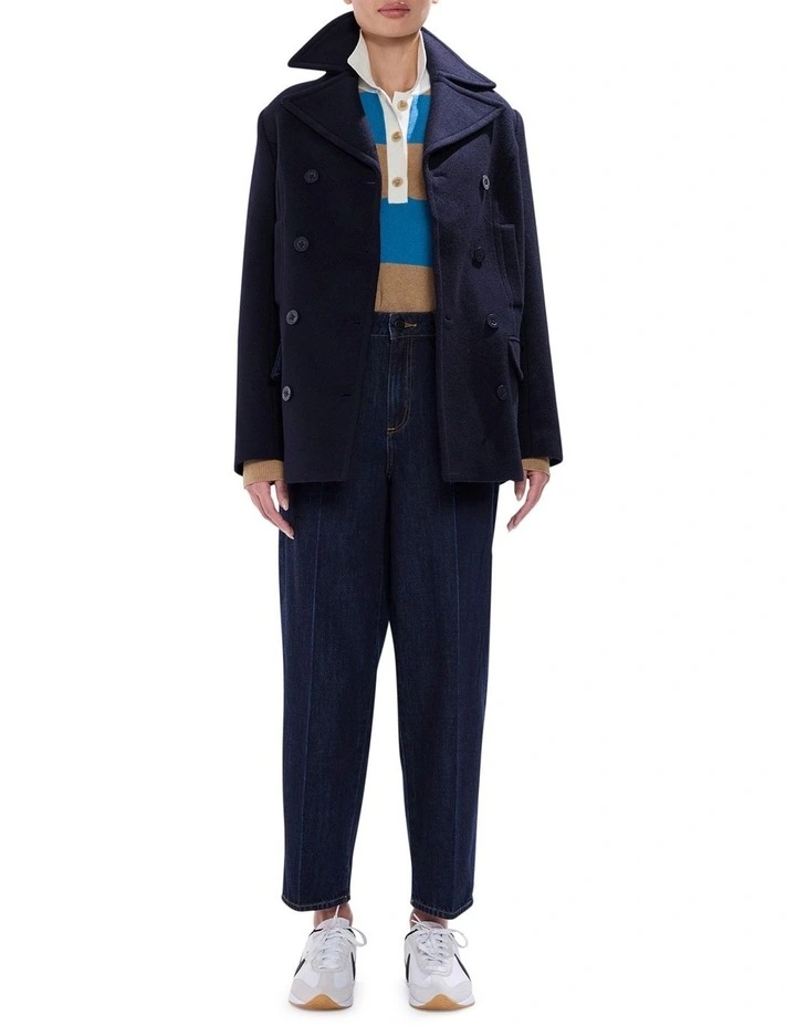 Brumbry Double Breasted Coat in Moonlit Navy image 2