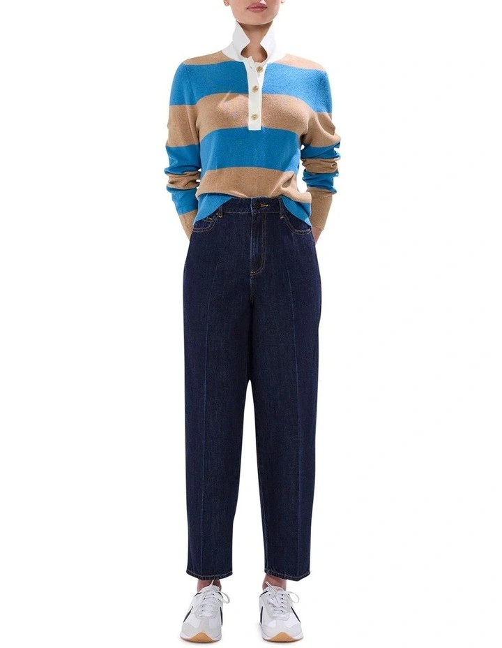 Mickey Waxed Barrel Leg Jeans in Indigo image 1