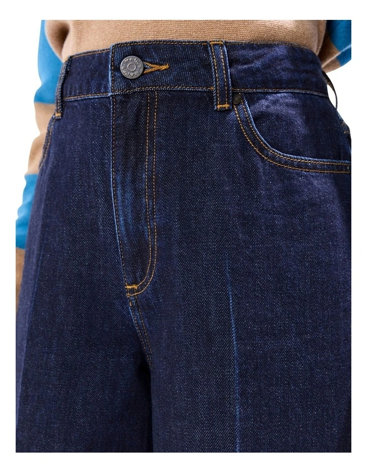 Mickey Waxed Barrel Leg Jeans in Indigo image 3