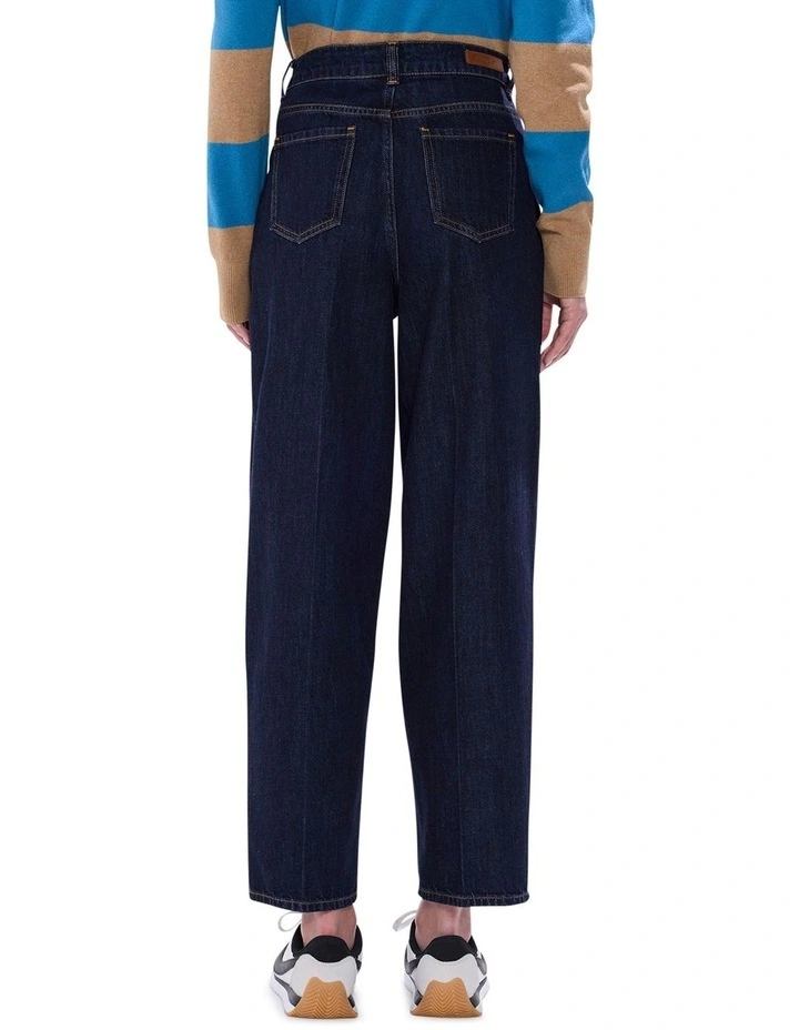 Mickey Waxed Barrel Leg Jeans in Indigo image 5
