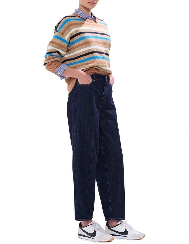 Snowfall Stripe Knit in Camel Multi image 2