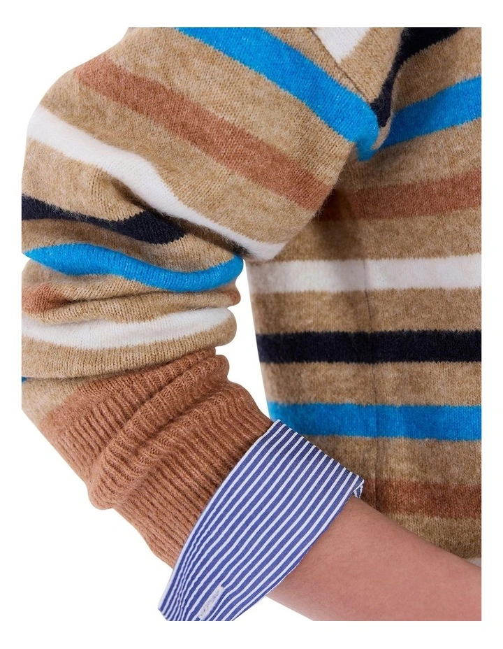 Snowfall Stripe Knit in Camel Multi image 3