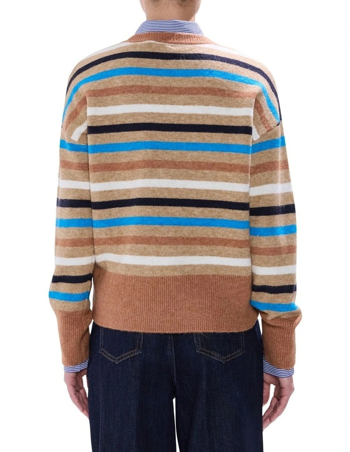 Snowfall Stripe Knit in Camel Multi image 4