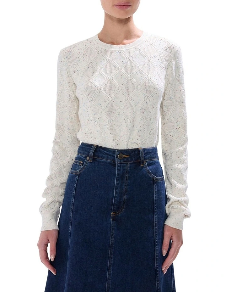 Sarah Cotton Speckle Knit in Ivory image 1