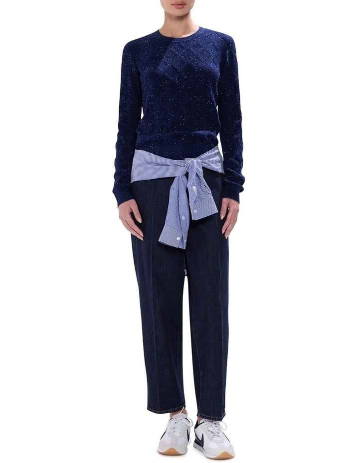 Sarah Cotton Speckle Knit Top in Moonlit Navy image 2