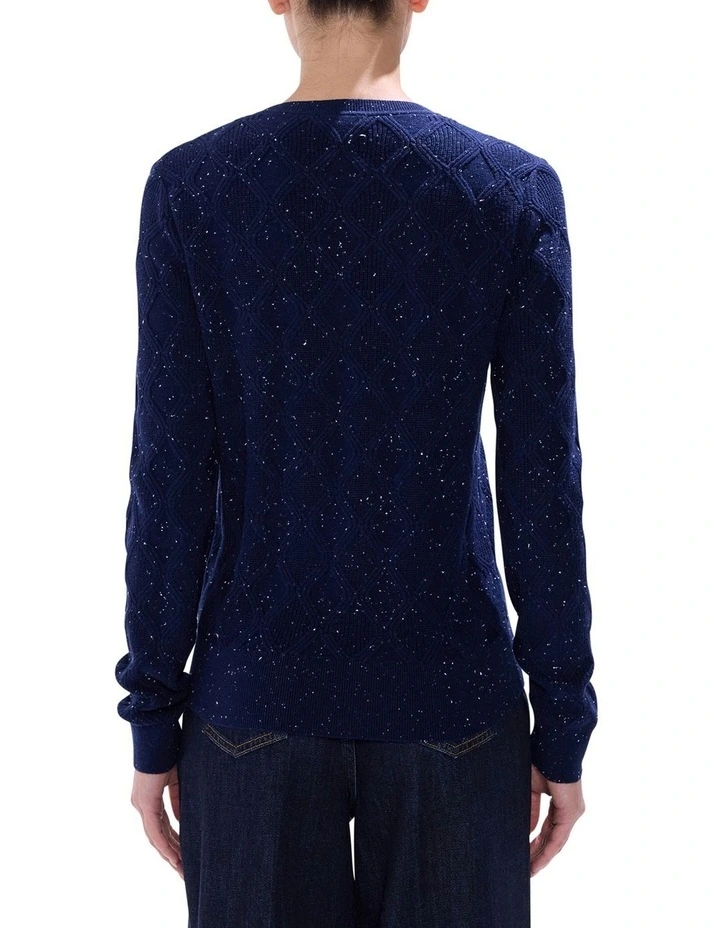 Sarah Cotton Speckle Knit Top in Moonlit Navy image 4
