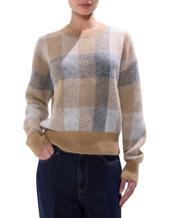 Spirit Plaid Knit in Camel Multi image 1