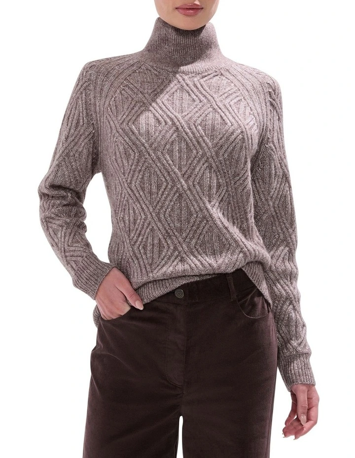 Knox Turtle Neck Knit Jumper in Espresso image 1