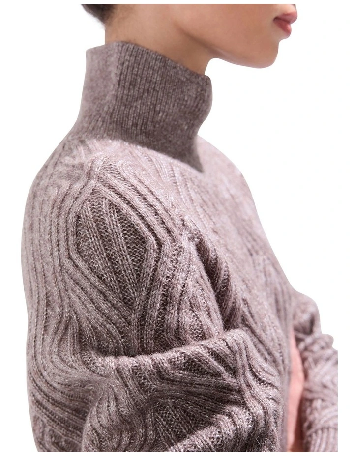 Knox Turtle Neck Knit Jumper in Espresso image 3