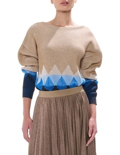 Here I Am Knit Jumper in Camel Multi