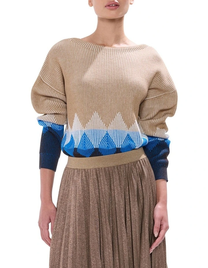 Here I Am Knit Jumper in Camel Multi image 1