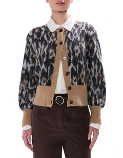 Wild About You Cardigan in Brown Multi