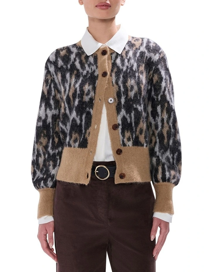 Wild About You Cardigan in Brown Multi image 1