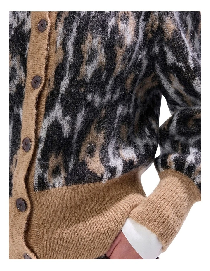 Wild About You Cardigan in Brown Multi image 3