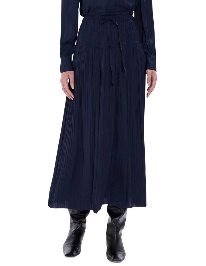 Karu Pleated Midi Skirt in Moonlit Navy image 2
