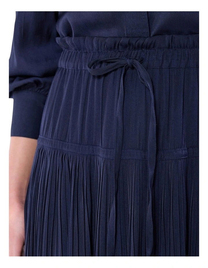 Karu Pleated Midi Skirt in Moonlit Navy image 3
