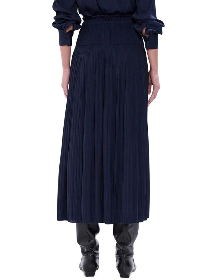 Karu Pleated Midi Skirt in Moonlit Navy image 4