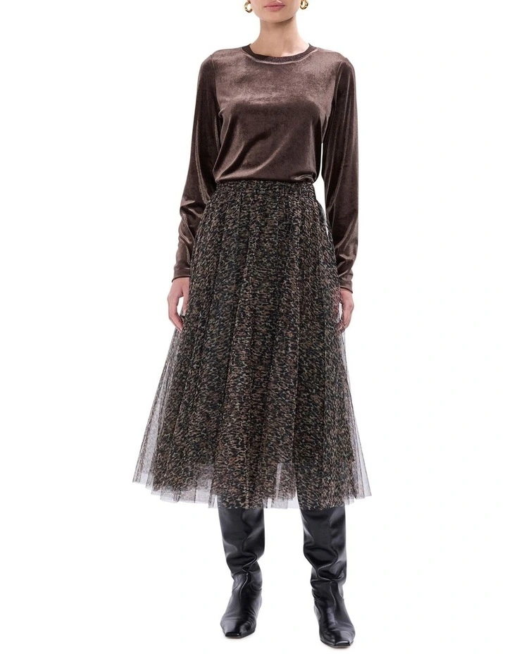 Wild About You Tulle Skirt in Brown Multi image 1