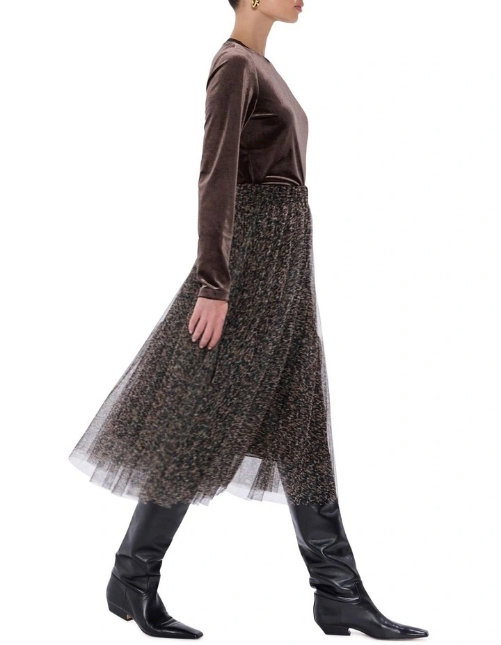 Wild About You Tulle Skirt in Brown Multi image 5