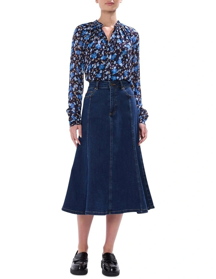 Ashwin Denim Midi Skirt in Chelsea Blue image 1