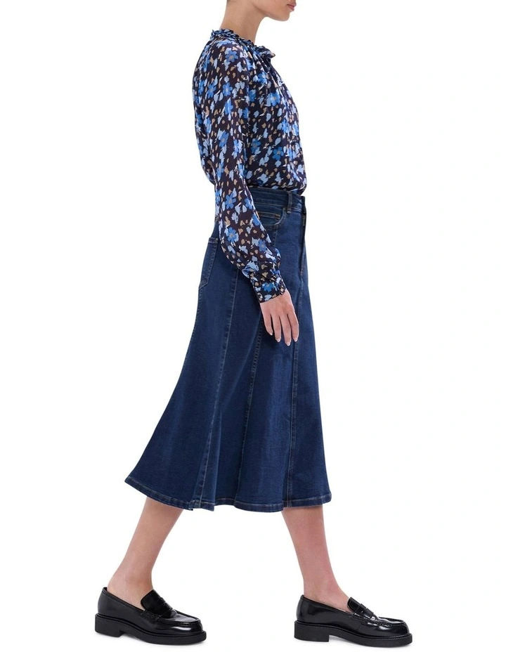 Ashwin Denim Midi Skirt in Chelsea Blue image 3