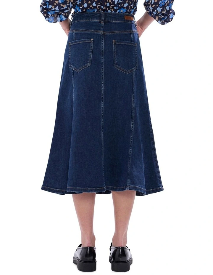 Ashwin Denim Midi Skirt in Chelsea Blue image 5