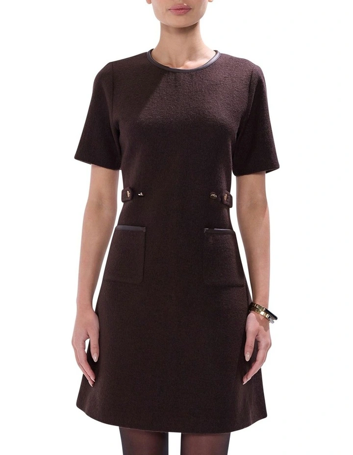 Ruth Felted Wool Dress in Espresso image 1