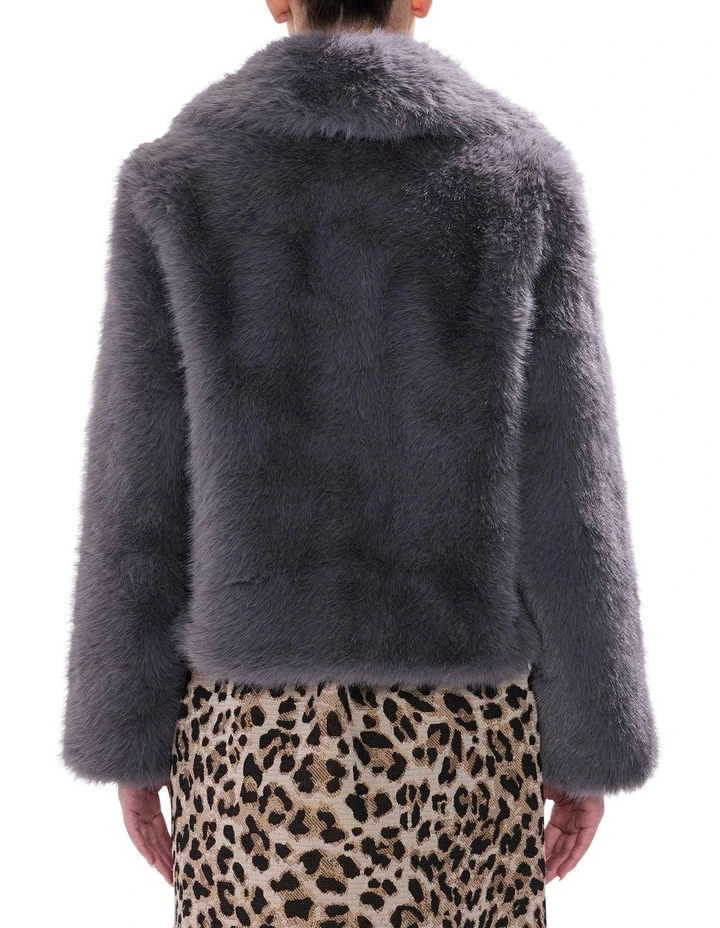 Mustang Faux Fur Jacket in Blue Silver image 5