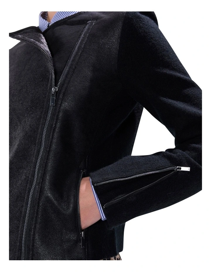 Piper Felted Wool Jacket in Black image 4