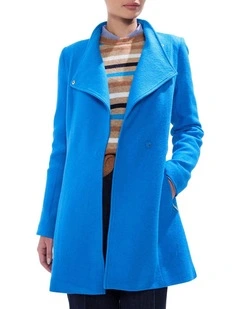 Ruby Felted Wool Coat in Bright Blue