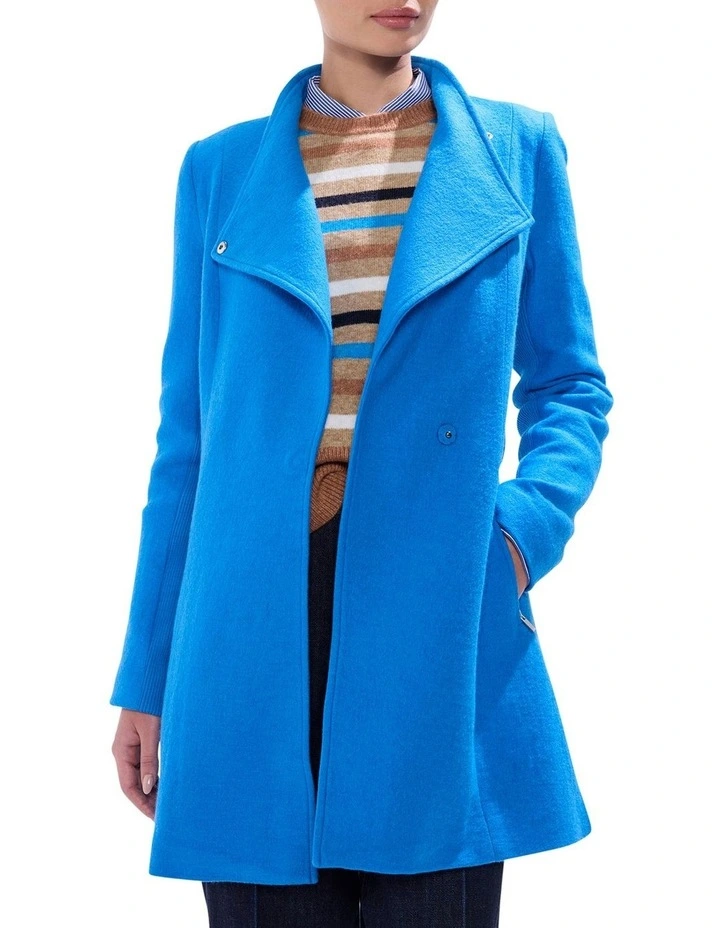 Ruby Felted Wool Coat in Bright Blue image 1