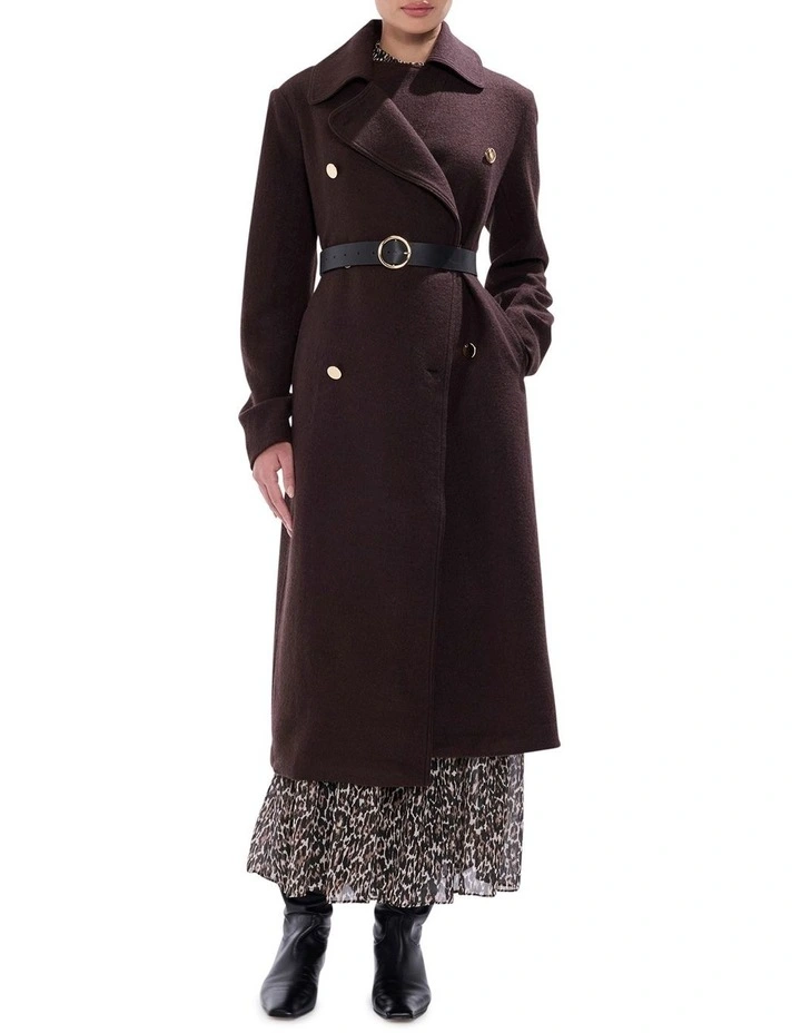Aria Felted Wool Coat in Espresso image 1