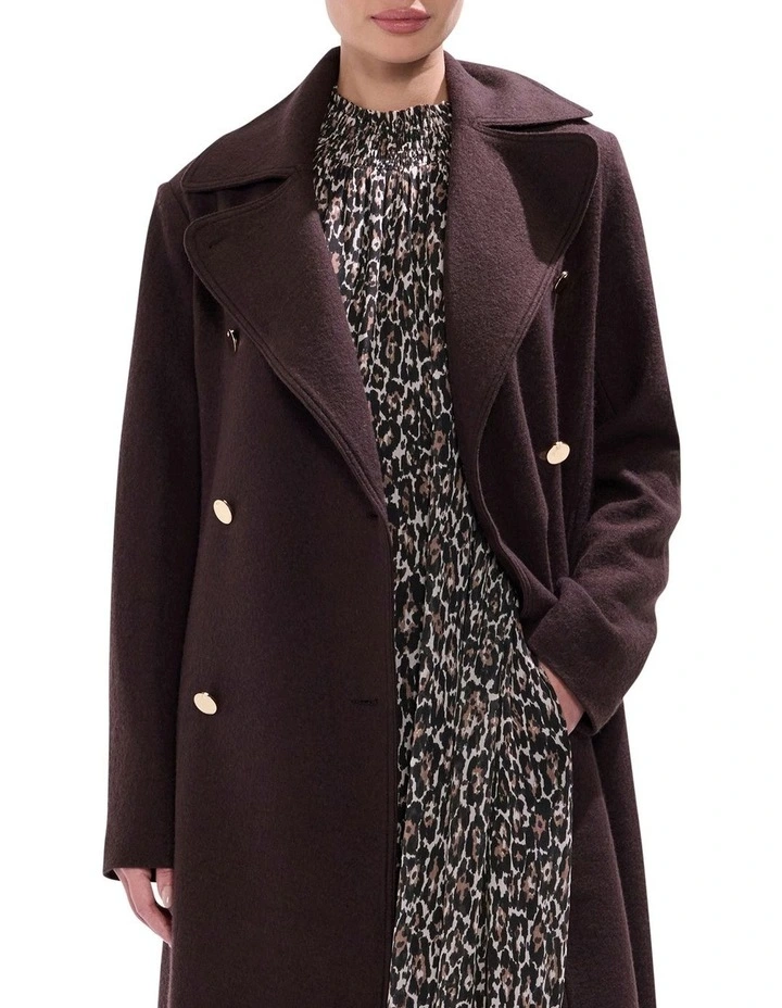 Aria Felted Wool Coat in Espresso image 2